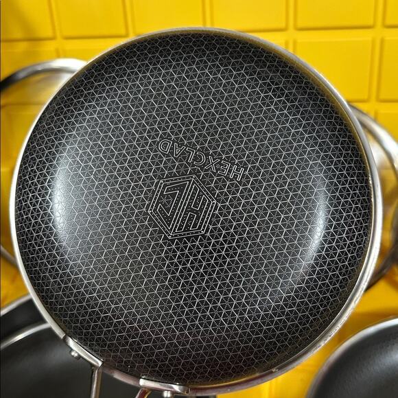 HEXCLAD 7-Piece Nonstick Stainless Steel Frying Pan Set 8 10 12- Lids Wok $600 - Picture 10 of 10